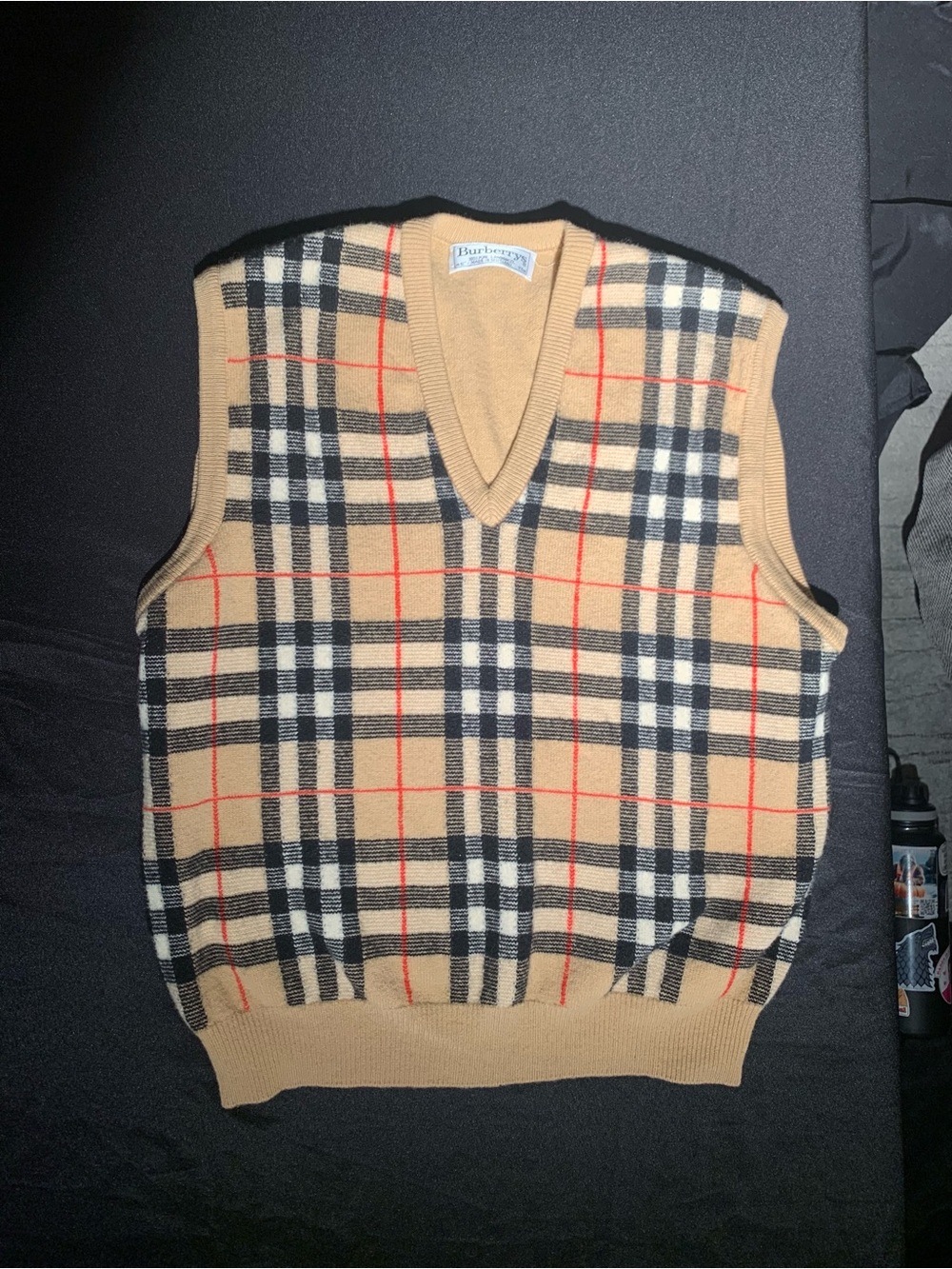 Burberry Tan Nova Check v neck Sweater